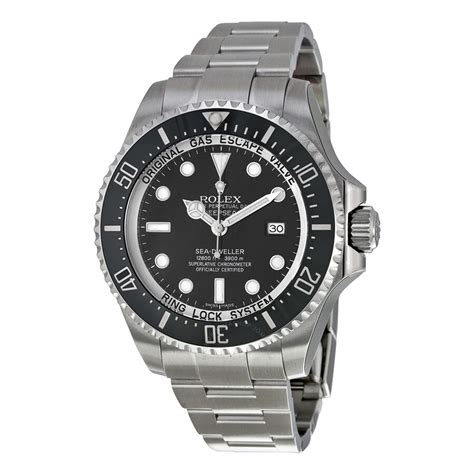 rolex deepsea black dial stainless steel oyster bracelet|rolex oyster steel watch.